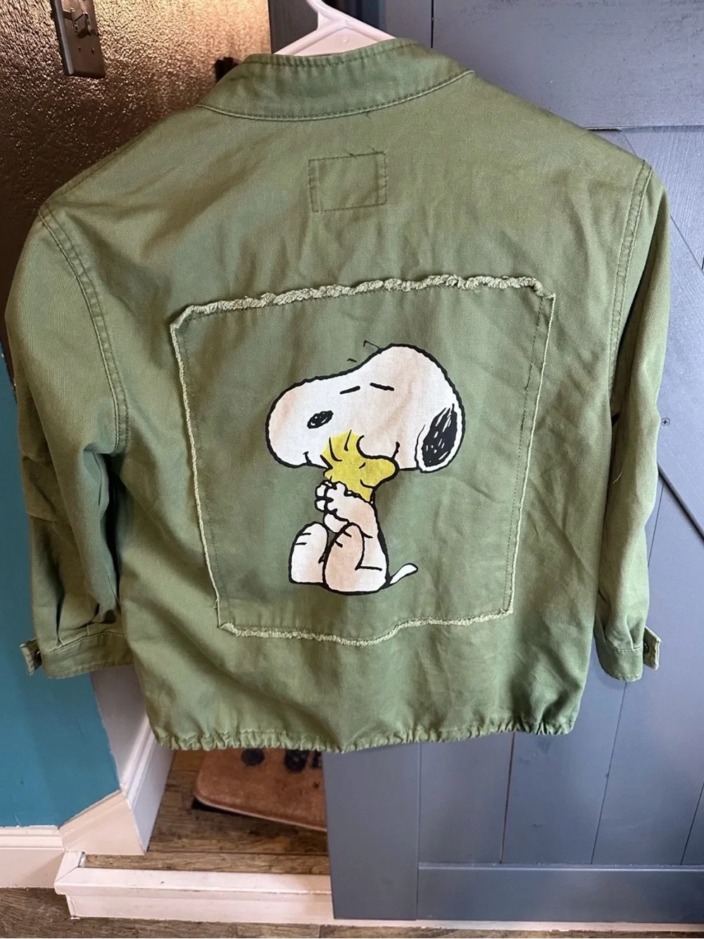 Peanuts Olive Green Snoopy & Woodstock Patch Jacket